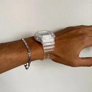 Y2K 2000s Vintage Retro Style White Transparent Digital Watch