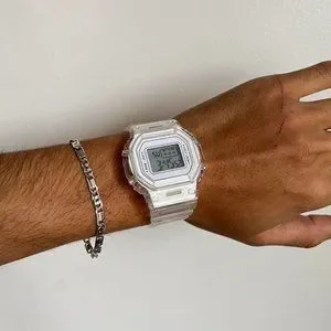 Y2K 2000s vintage retro style white transparent digital watch