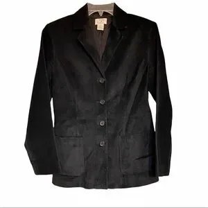 Y2K Ann Taylor Loft Suede Jacket Black Sz 6P Y2K Ann Taylor Loft Suede Jacket Black Sz 6P