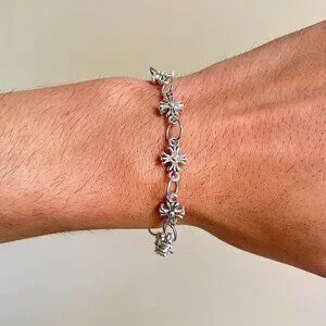 Y2k Grunge Silver Cross Pendant Bracelet