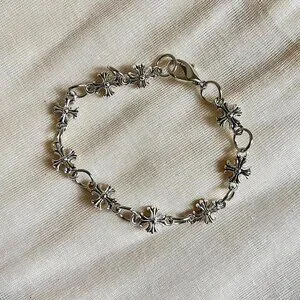 y2k grunge silver cross pendant bracelet