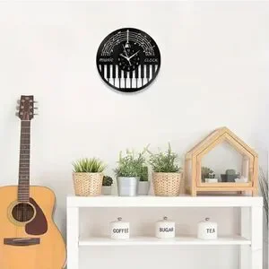 Y2K Retro Laser Cut Vinyl Record Album Wall Clock Eclectic Jazz Music Piano