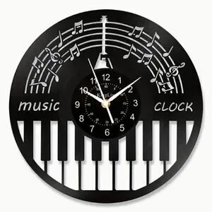 Y2K Retro Laser Cut Vinyl Record Album Wall Clock Eclectic Jazz Music Piano