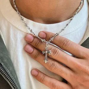 Y2k Style Grunge Silver Cross Pendant Necklace