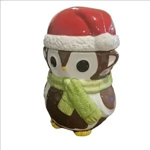Yankee Candle Woodland Owl Ceramic Holiday Cookie Jar Or Large Candle Holder
