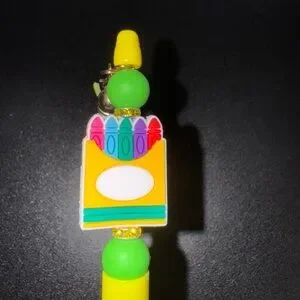 Yellow And Green Decorative Pen With Crayons And Tassel Fun Fancy Pen