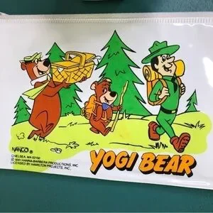 Yogi Bear Pencil Case Boo Boo Ranger Smith Graphic Vintage 1991 Hanna Barbera