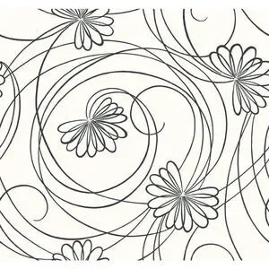 York Wallcoverings Bl0340 Black And White Book Script Floral Wallpaper