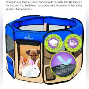 Zampa Portable Foldable Pet Playpen - Small To Med Pets - EUC - Only Used Once